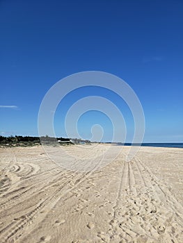 Empty beach on Student station in Zatoka, Odessa region of Ukraine photo