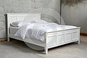 Empty bedding items mockup on white bed