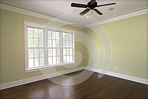 Empty bedroom with windows