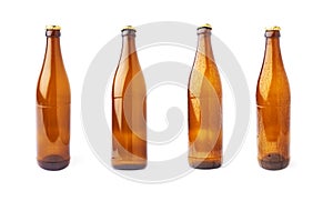 Empty beer glass bottle isolated over white background