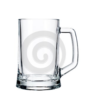 Empty beer mug isolated on white background