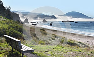 Empty Bench on Battle Rock Beach