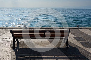 Empty bench front sea lake
