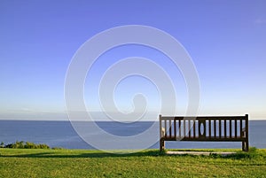 Empty bench looking to sea.