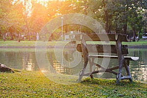 Empty bench in the park.
