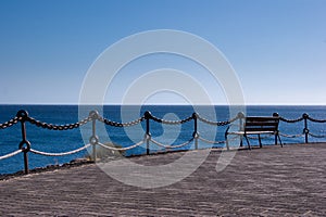 Empty bench in playa blanca, lanzarote