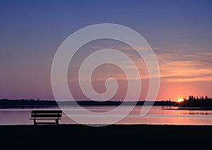 Empty Bench at Sunset