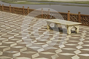 Empty Bench at the Taj Mahal