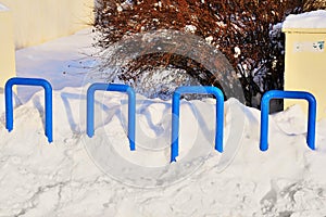 Empty bicycle parking rack