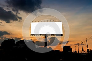 Empty big billboard in sunset