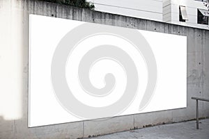 Empty billboard on the concrete gray background