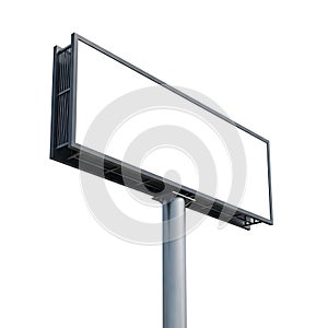 Empty billboard frame isolated on white background