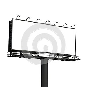 Empty billboard frame isolated on white background