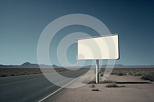 Empty billboard on the highway. Created with generative Ai technology.