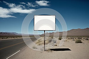 Empty billboard on the highway. Created with generative Ai technology.