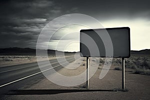 Empty billboard on the highway. Created with generative Ai technology.