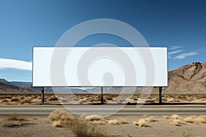An empty billboard by the highway. Generated by artificial intelligence