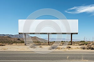 An empty billboard by the highway. Generated by artificial intelligence