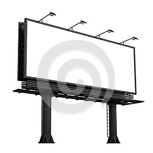 Empty billboard isolated on white background