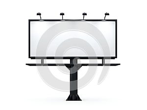 Empty billboard standing on a flat surface with a plain background