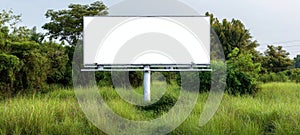 The Empty Billboard Surrounded by Lush Greenery in Rural Landscape AI generated image