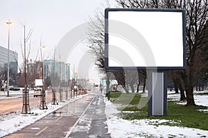 Empty billboard in urban area