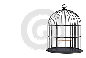 Empty bird black cage Isolated on white background