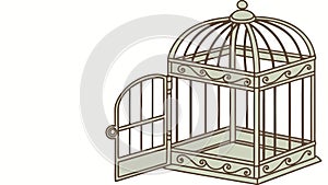 Empty Bird Cage, Freedom Awaits, vector design Generative AI