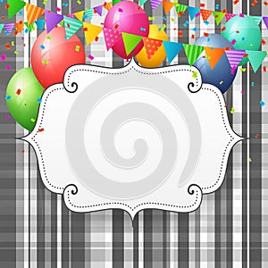 Empty Birthday greeting card with balloons and flags