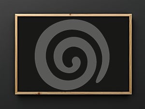 Empty Black Board with Light Wood Frame