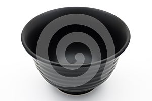 Empty black bowl on white background