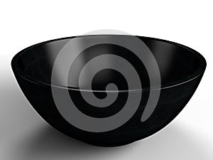 Empty black bowl on white background. place for food