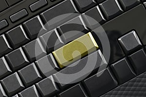 Empty black button and Golden Keypad enter of computer keyboard.