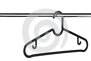 Empty black coat hanger / clothes hanger on a clothes rail