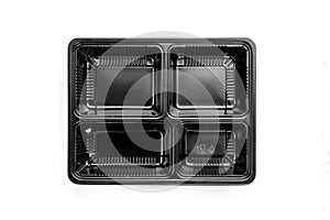 Empty black food container isolated