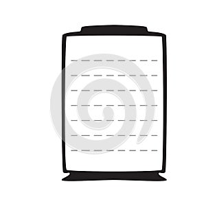 Empty black frame on a white background with the list