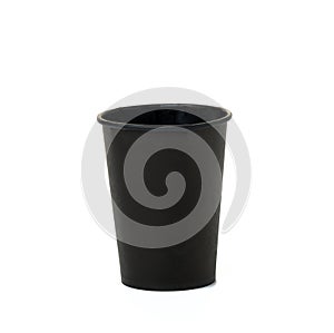 Empty black paper disposable cupon a white background, concept eco-friendly photo
