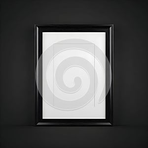 Empty Black Picture Frame Mockup on Dark Background