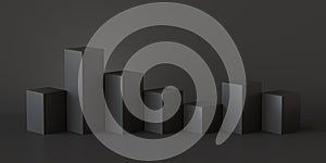 Empty black podium on dark background. 3D rendering.