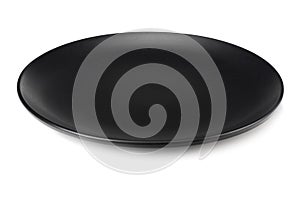 empty black round plate isolated on a white background