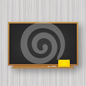 Empty Black school chalkboard background. Template for your design. Vector stock illustartion