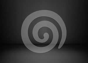 Empty black studio room. Dark background. Abstract dark empty studio room texture. Vector illustration photo