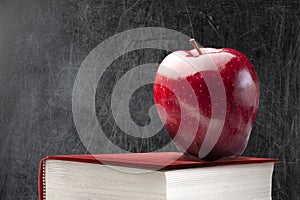 Empty Blackboard Red Apple Book