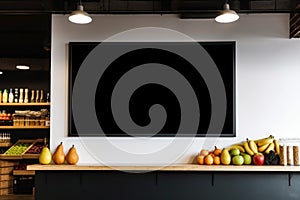 Empty blackboard sign mockup in front of a restaurant , Menu board. Generative Ai