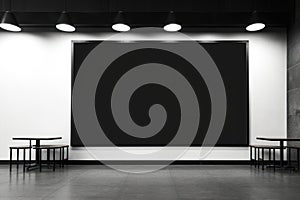 Empty blackboard sign mockup in front of a restaurant , Menu board. Generative Ai