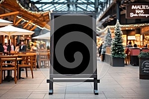 Empty blackboard sign mockup in front of a restaurant , Menu board . Generative Ai