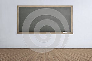 Empty blackboard with wooden floor