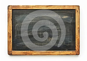 Empty blackboard with wooden frame isolated on white