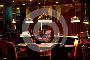 An empty blackjack table in a casino