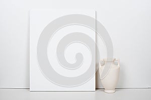 Empty blank canvas on a white background, home interior decor